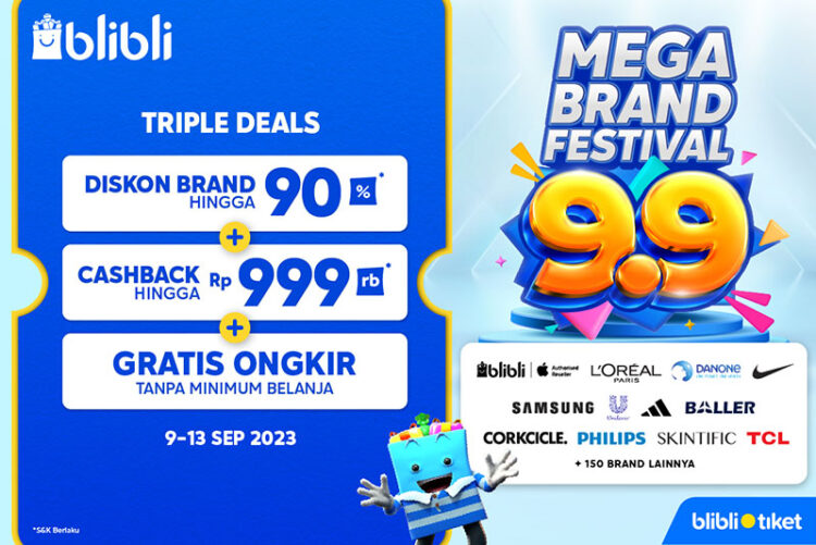 Blibli Gelar Mega Brand Festival 9.9, Berikan Voucher Gratis Ongkir, Cashback Hingga Diskon Sekaligus
